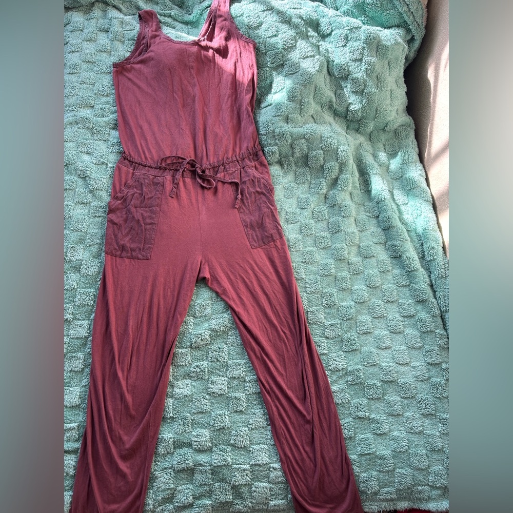 T.la Burgundy Sleeveless Jumpsuit